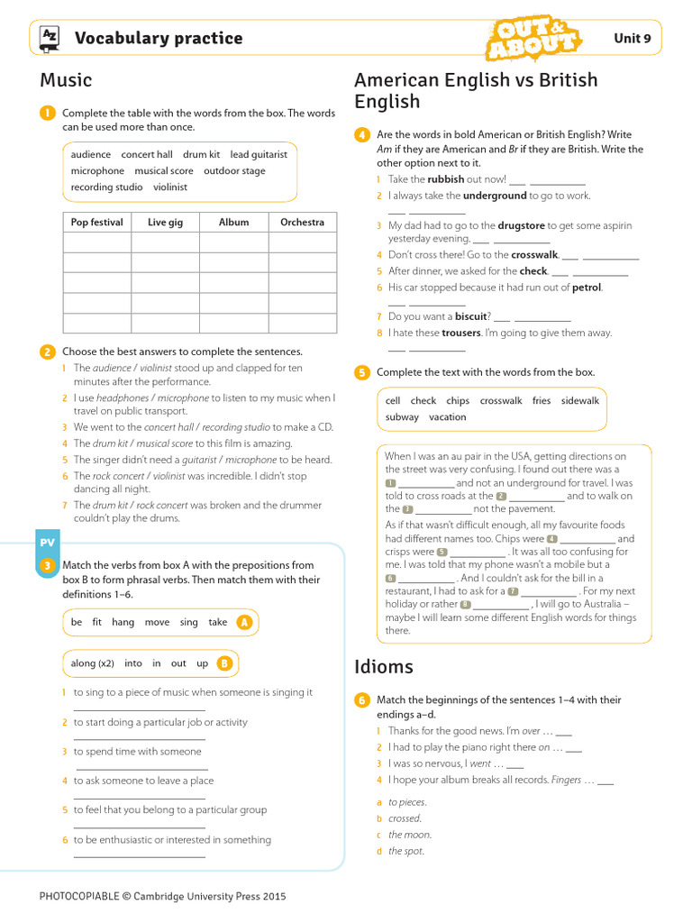 Unit 9 Vocabulary Practice | PDF | Linguistics