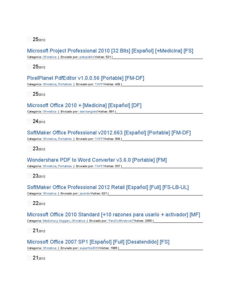 Descargar Programas de Ofimática Gratis | PDF | Formato de Documento  Portable | Microsoft Office 2010