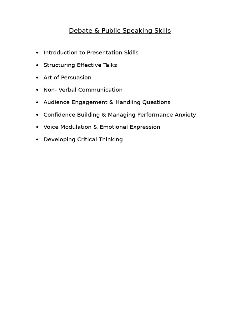 Debate Public Speaking Skills Inside Page | PDF