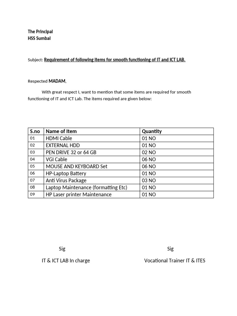 Requisition for It Lab | PDF