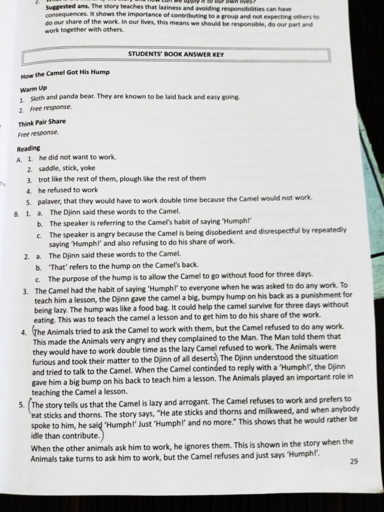 How the Camel Got His Hump Answer | PDF
