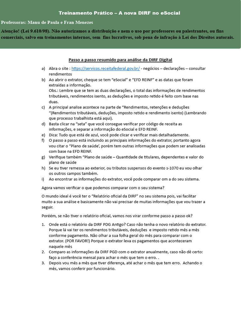 checklist-passo-a-passo-dirf-1 | PDF | Impostos