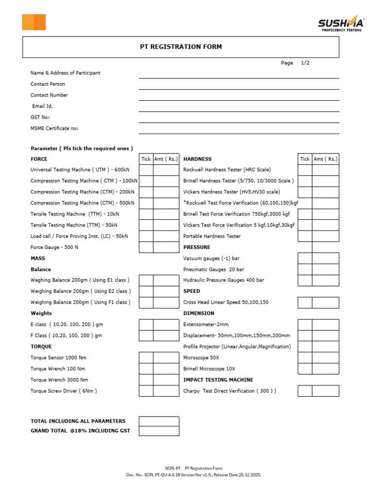 4.4.18-PT Registration Form | PDF | Hardness | Torque
