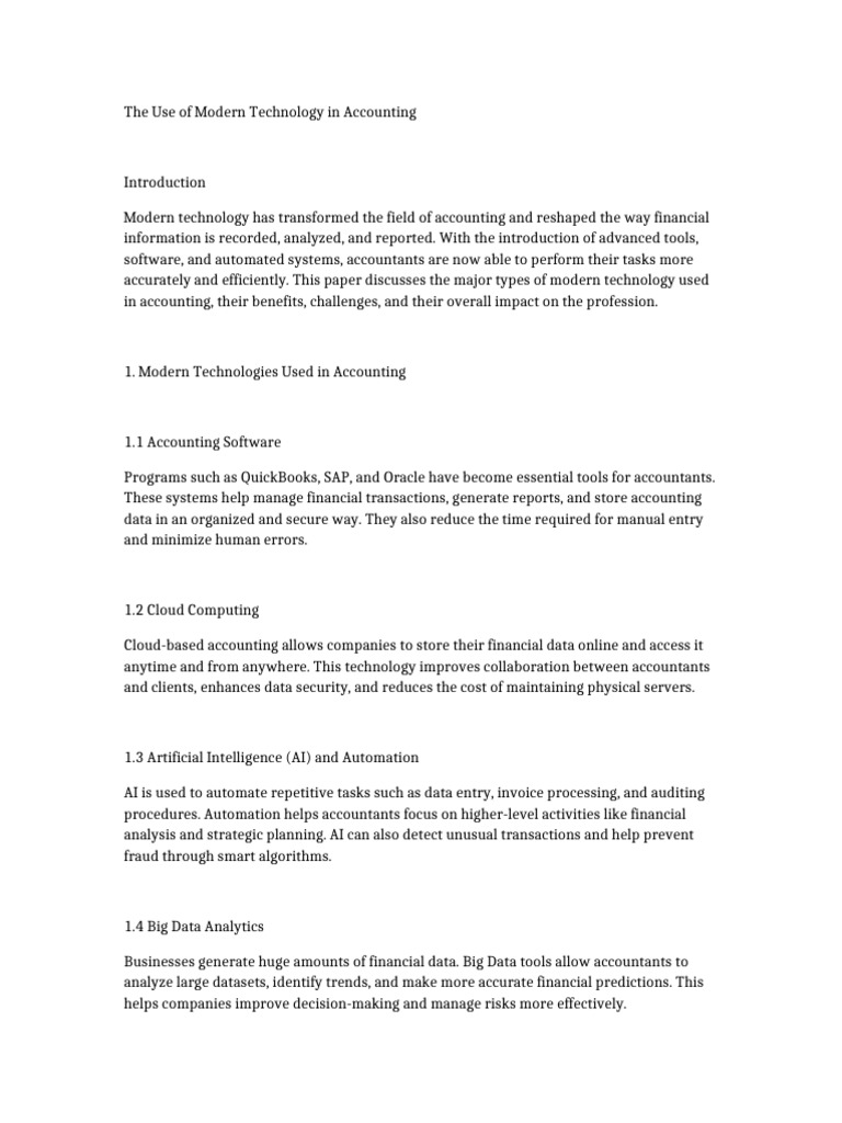 Modern Technology in Accounting | PDF | Computer Security | Security