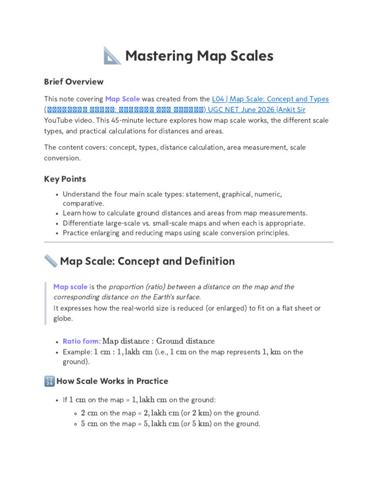 Map Scale_ Types, Calculations, Conversion | PDF | Map | Ratio