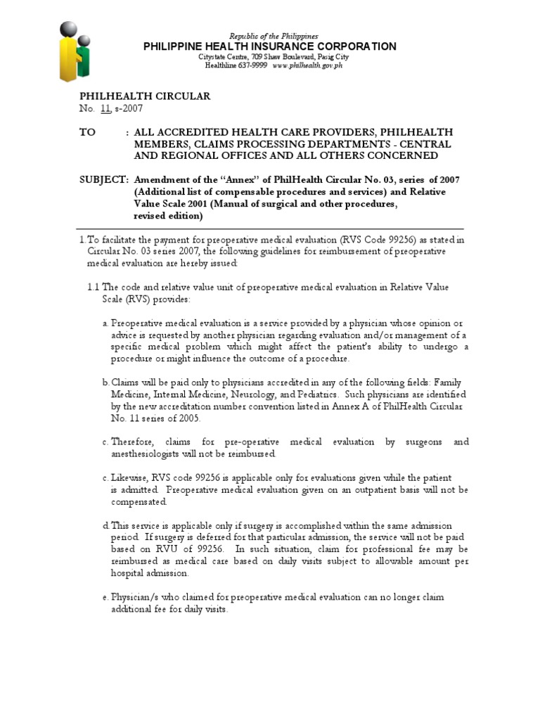 PhilHealth RVS Updates and Guidelines | PDF | Artificial Cardiac ...
