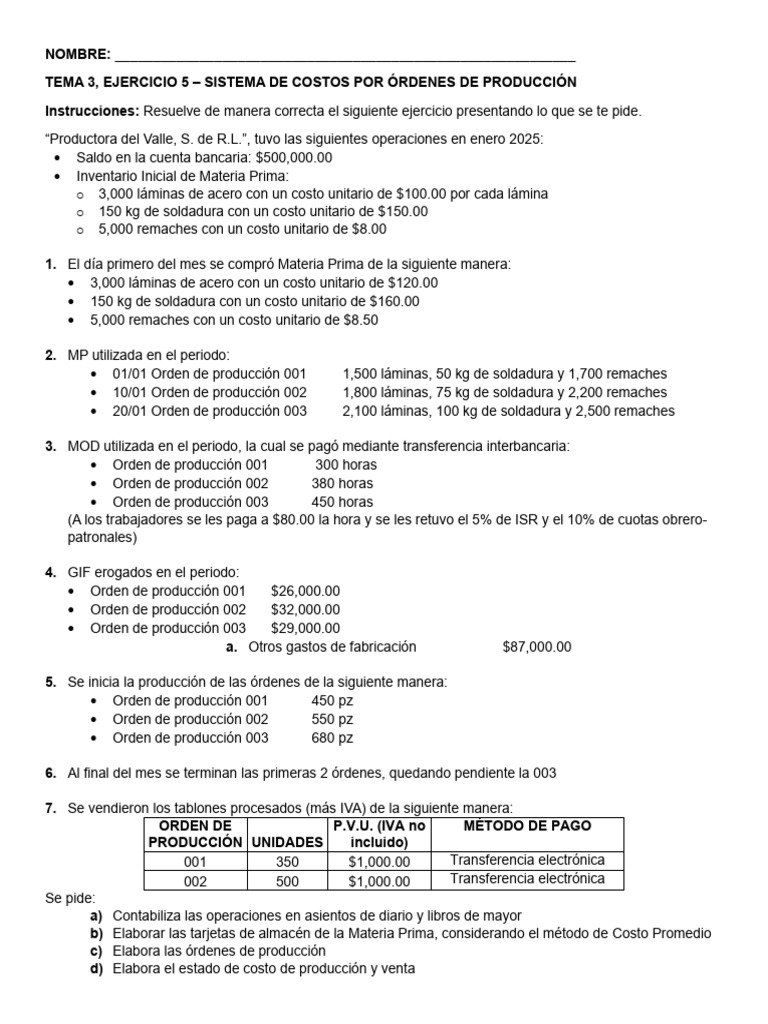 Tema 3 Ejercicio 5 | PDF | Materiales | Sector secundario de la economía