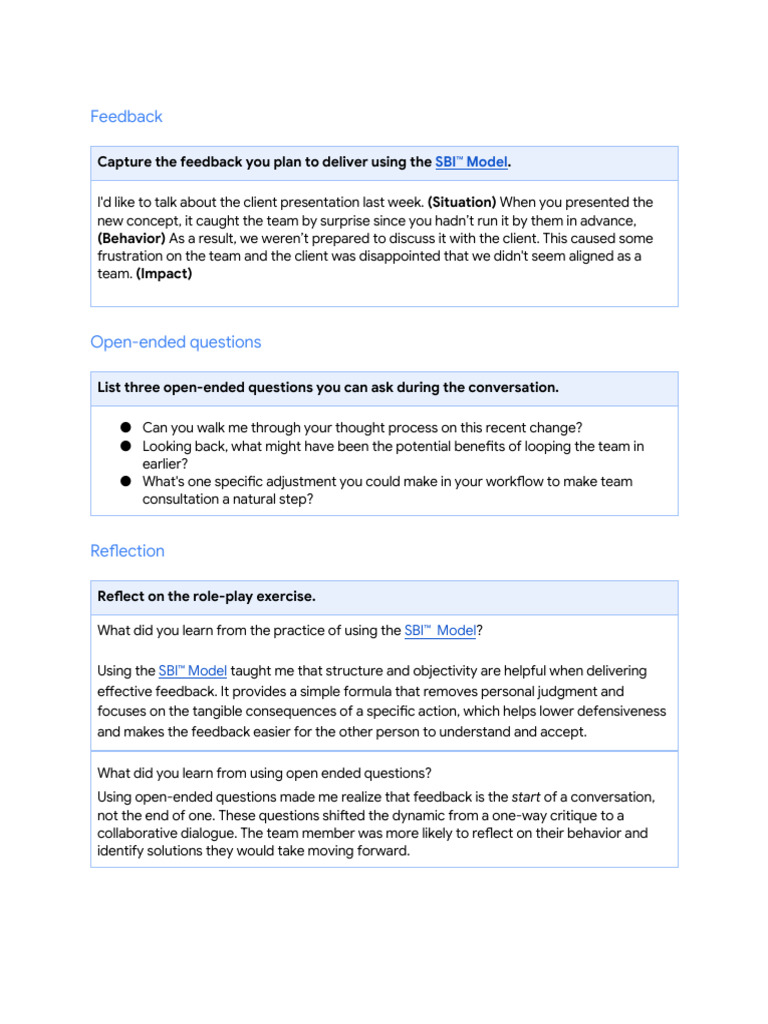 a436781e874c42de9173df82566d1079 Exemplar Provide Constructive Feedback ...