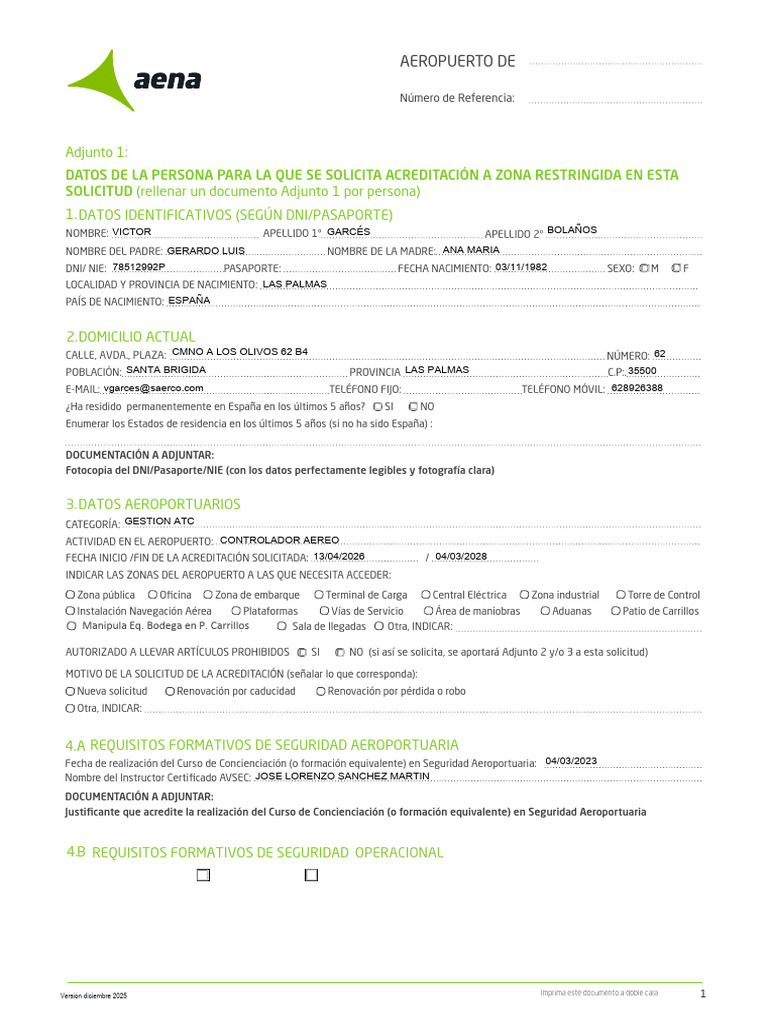 Form Acred 2-Datos Persona v Dic 2025 | PDF | Aeropuerto | Privacidad ...