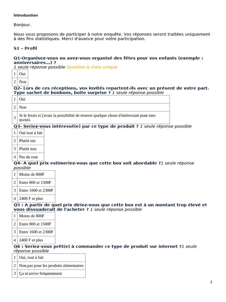 Exemple de Questionnaire Lp3 Gp 2026 | PDF