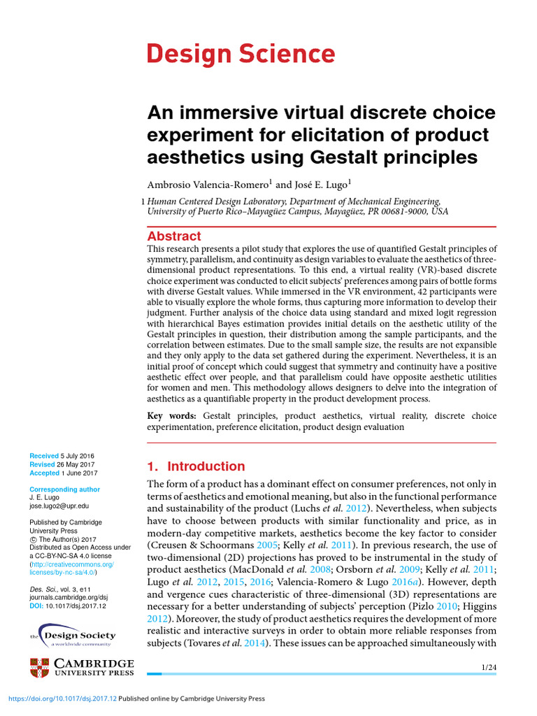 An Immersive Virtual Discrete Choice Experiment For Elicitation of ...