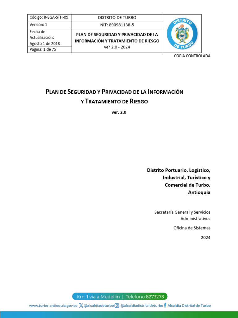 Plan de Seguridad y Privacidad de La Información - V2.0-2024 | PDF | La ...