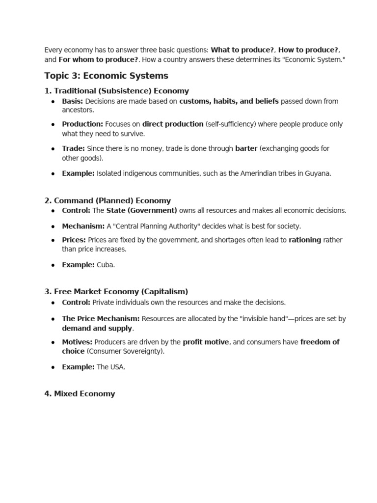 Economic Systems Explained for CSEC | PDF