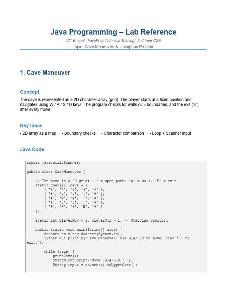 Java Cave Josephus.docx | PDF