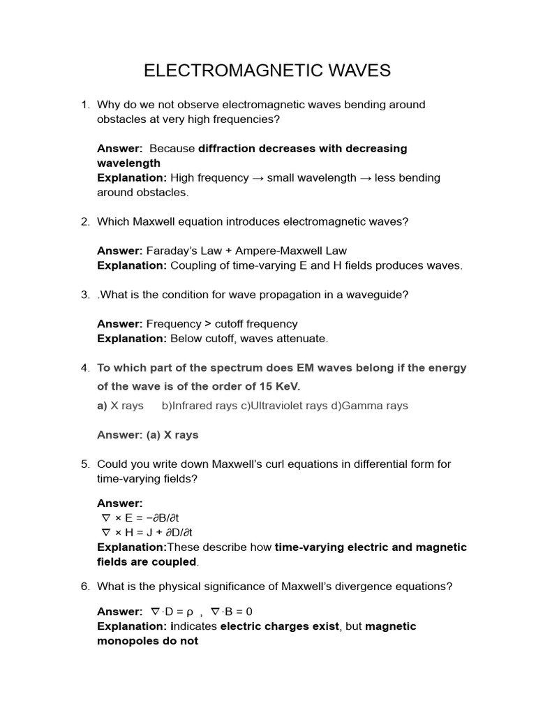 INTERVIEW QUESTIONNAIRE | PDF | Waves | Electromagnetic Radiation
