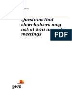Shareholder Questions For Management 2011 Final Version