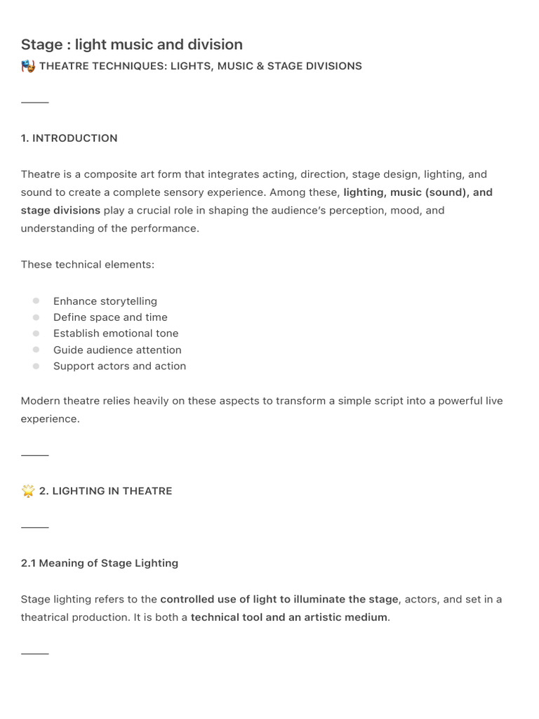 Stage - light music and division | PDF | Performing Arts