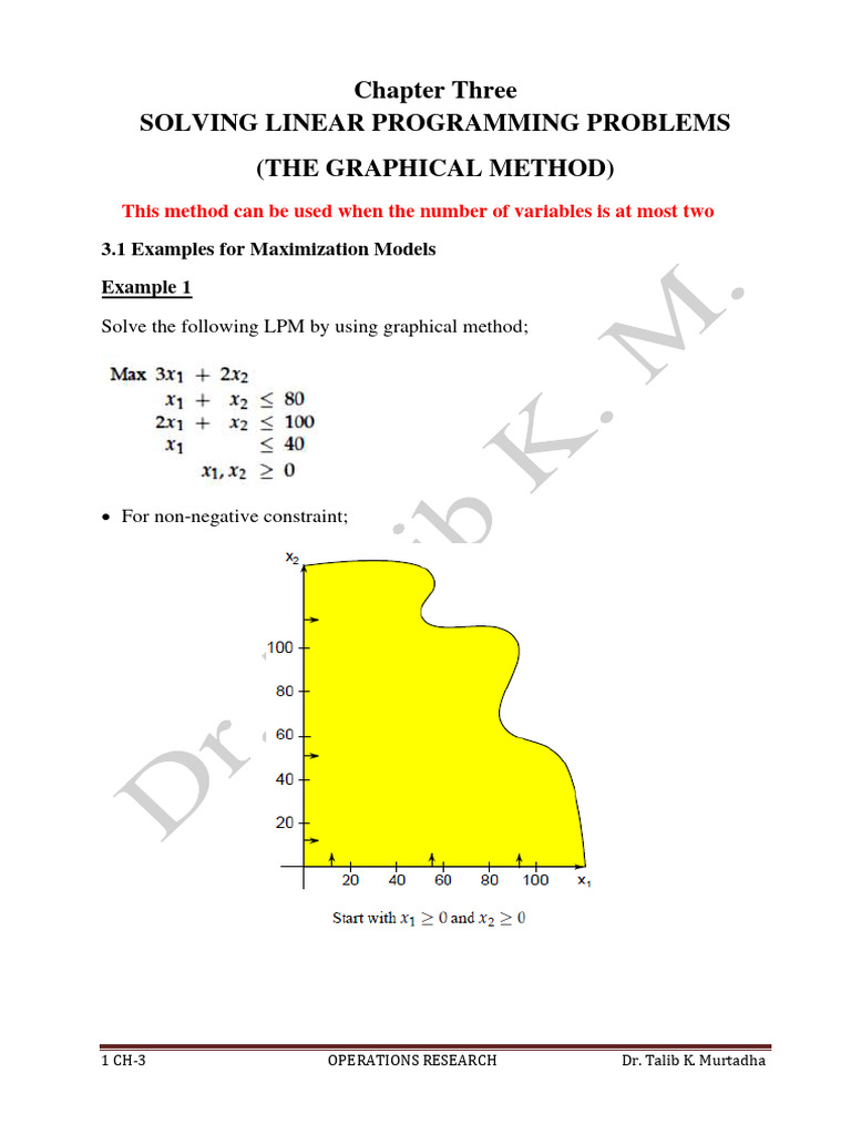 CH-3 Solving LPM by Graphical Method. | PDF | Linear Programming ...