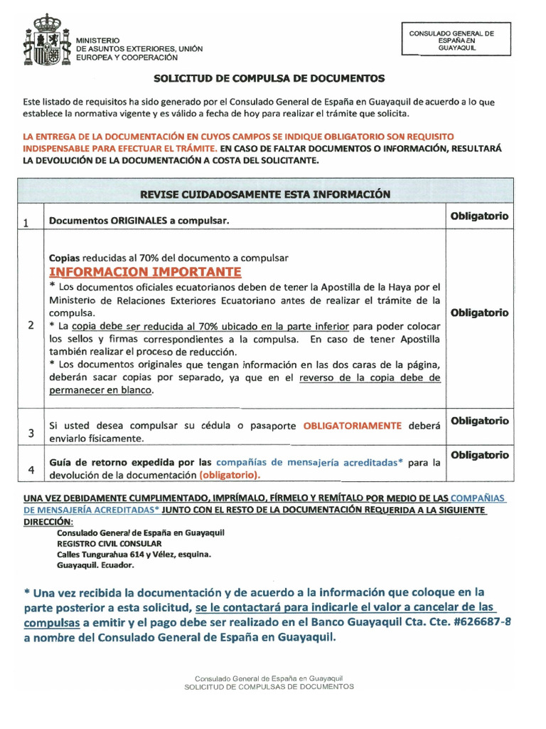 Solicitud de Compulsa de Documentos | PDF
