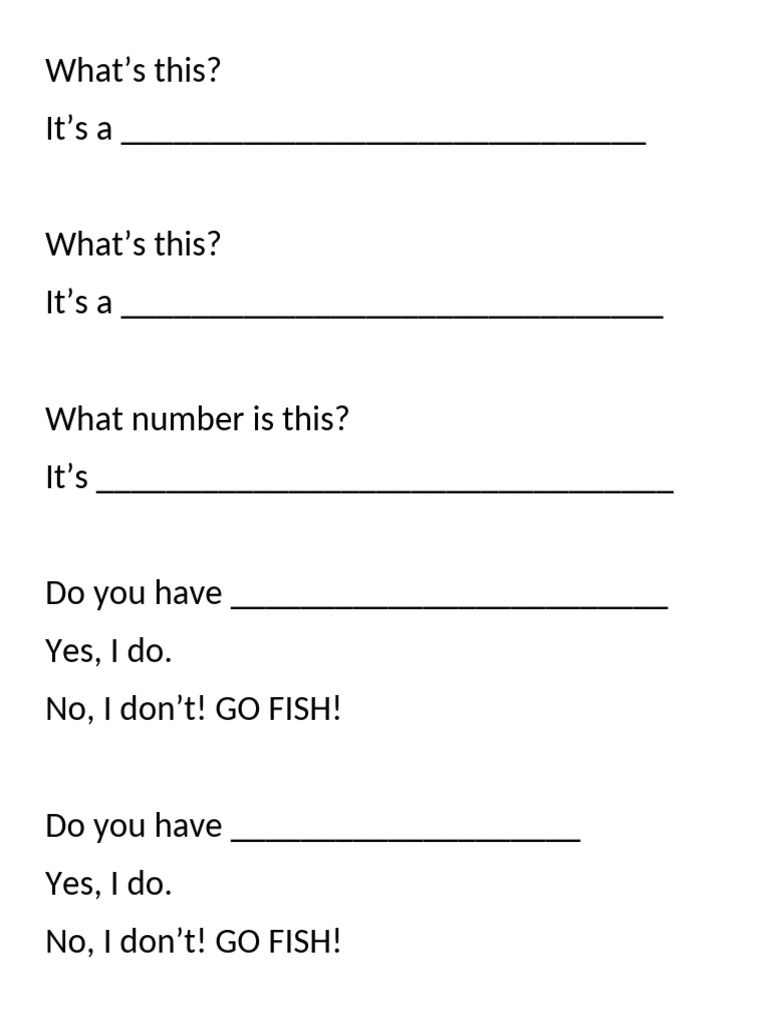 Go Fish Questions | PDF