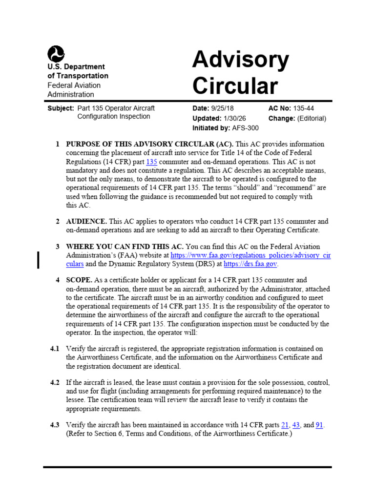 AC 135-44 Ed Upd | PDF | Instrument Flight Rules | Aviation