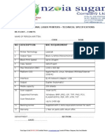 Technical Specifications Multifunctional Printer