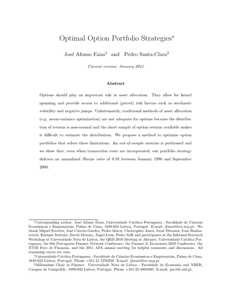Optimal Opts | PDF | Option (Finance) | Sharpe Ratio