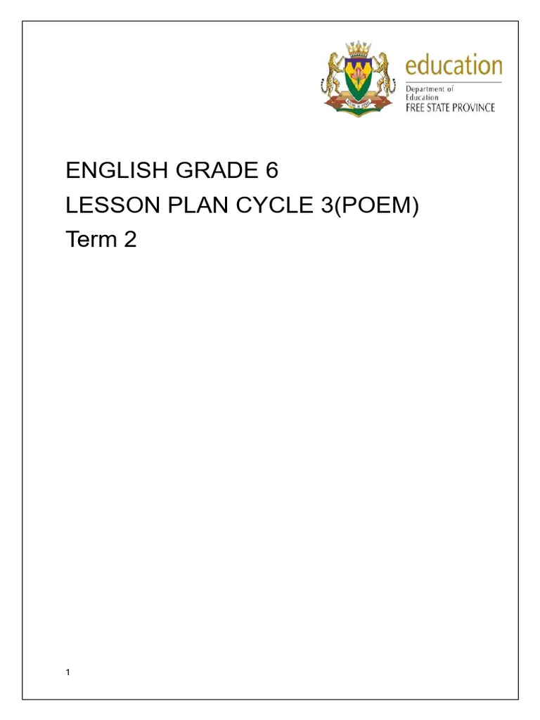 Grade 6 Term 2 2026 Cycle 3 Lesson Plan Final | PDF | Poetry | Human ...