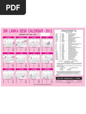 2012 Sri Lanka Holiday Calendar | PDF