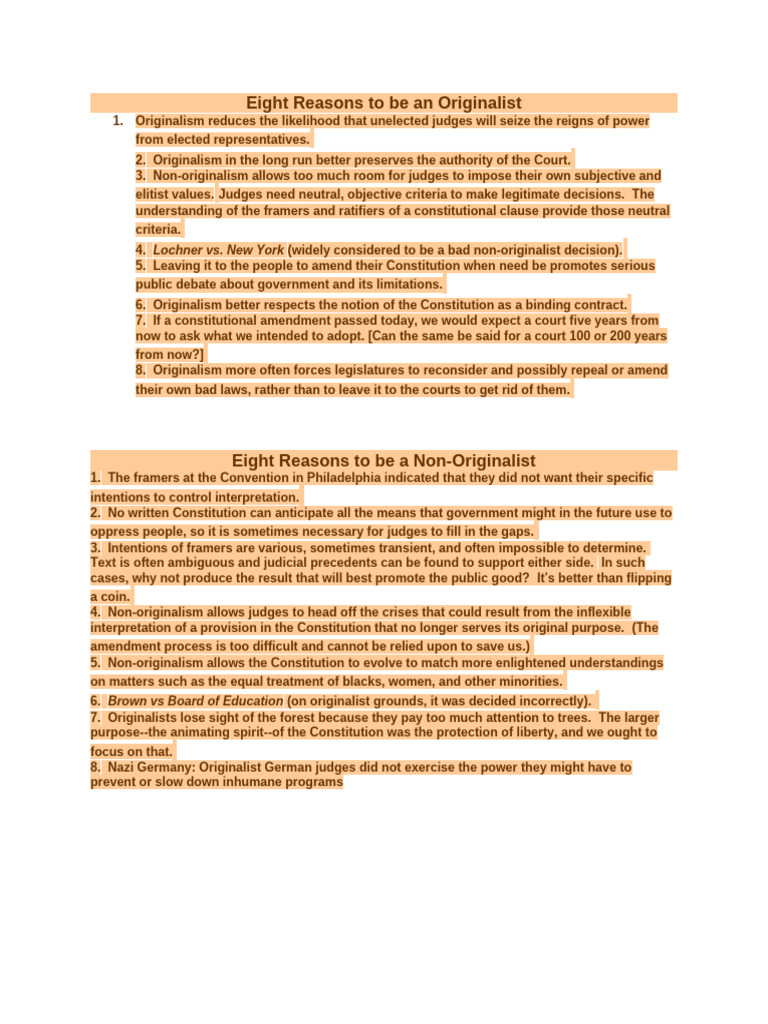 Originalist vs Conventional | PDF | Constitution | Government