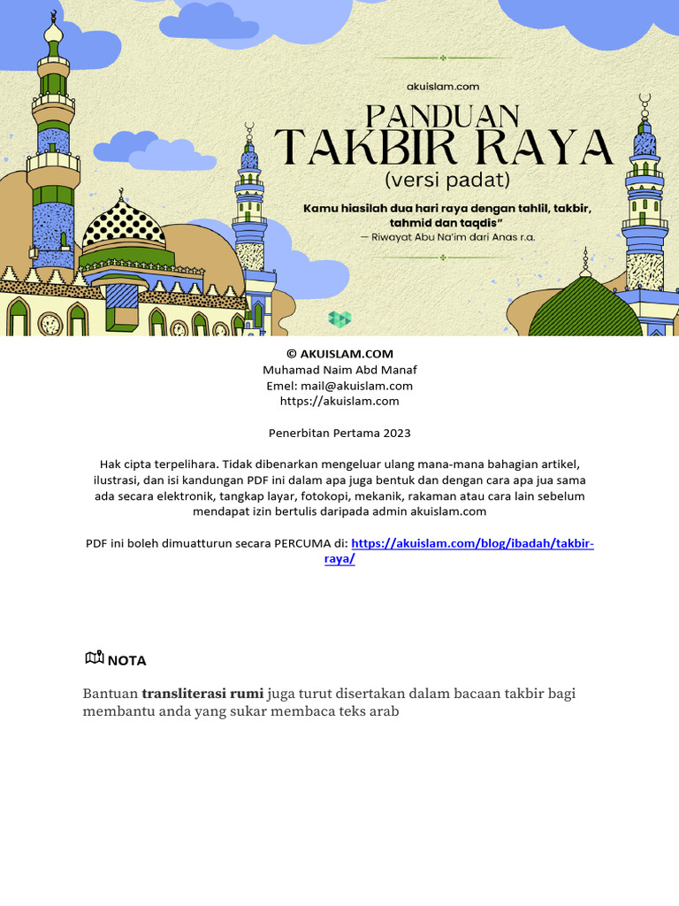 Takbir Raya Versi Padat | PDF