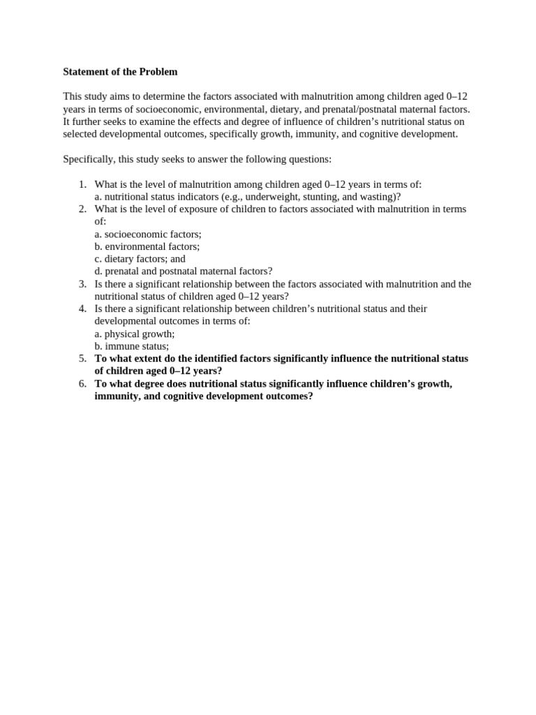 Statement of the Problem | PDF