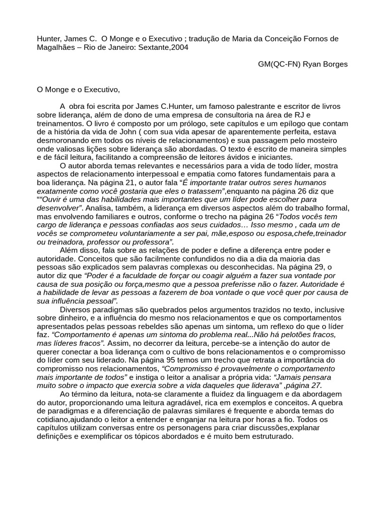 Resenha Monge e o Executivo Pronta 1 | PDF