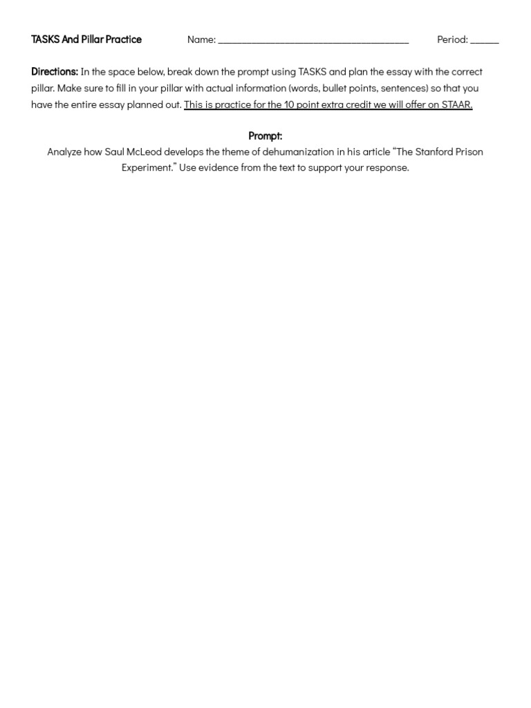 TASKS and Pillar Practice | PDF