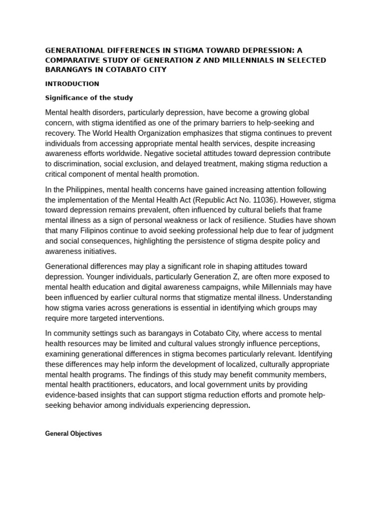 Generational Differences in Stigma Toward Depression | PDF | Mental ...