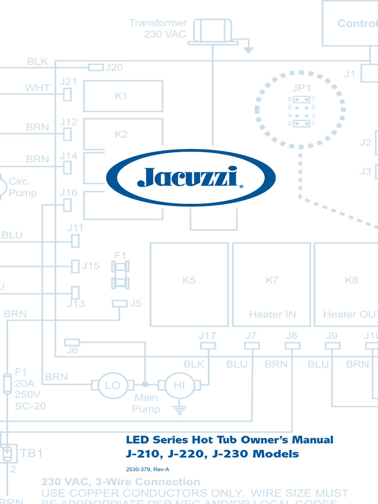2007 Jacuzzi Spas J-200 Led Series Manual | PDF | Mains Electricity | Hyperthermia