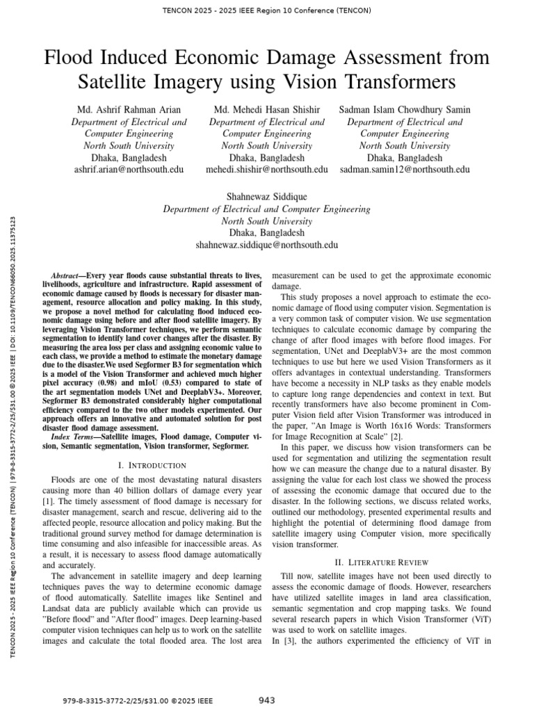 Flood Induced Economic Damage Assessment From Satellite Imagery Using ...