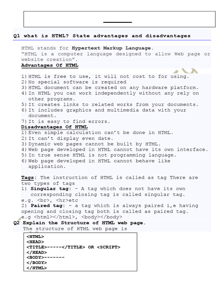 HTML Theory Final | PDF | Html | World Wide Web