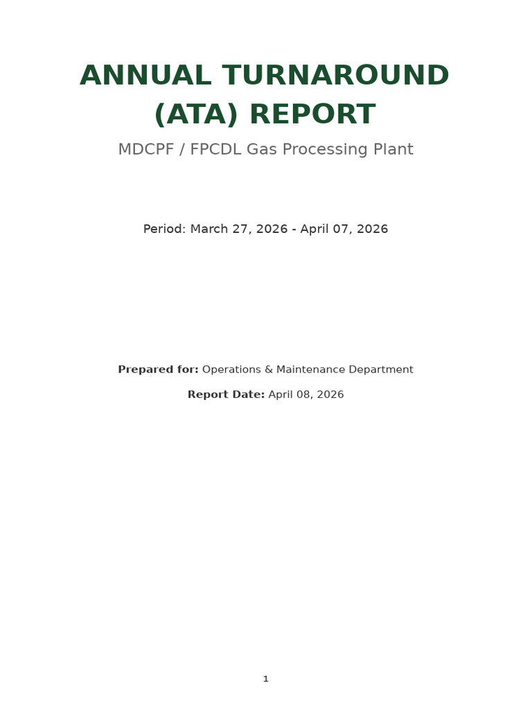ATA MDCPF Activity Report 2026 | PDF | Heat Exchanger | Distillation
