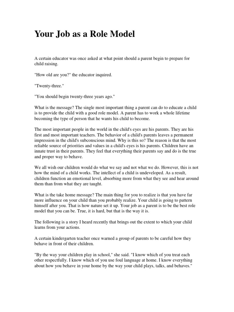 Your Job as a Role Model | PDF | Adolescence | Attention Deficit ...