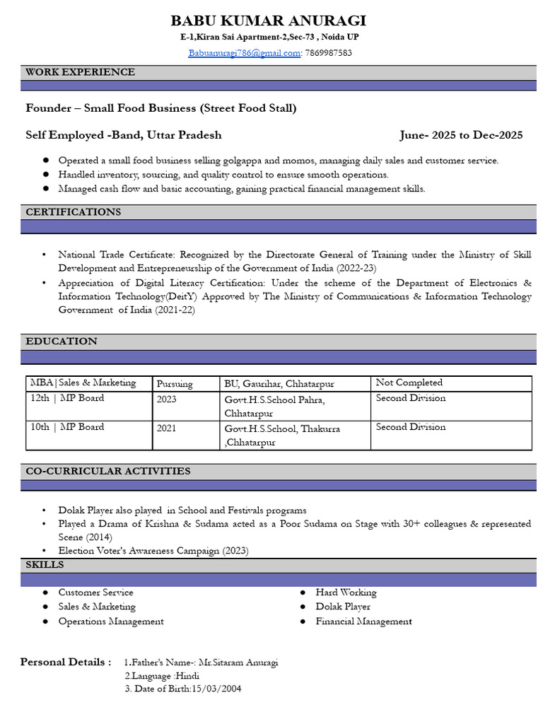 Babu Cv 2026.Docx | PDF