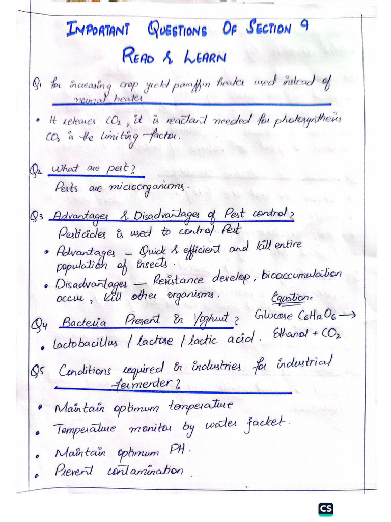 Important Questions of Section 9 | PDF