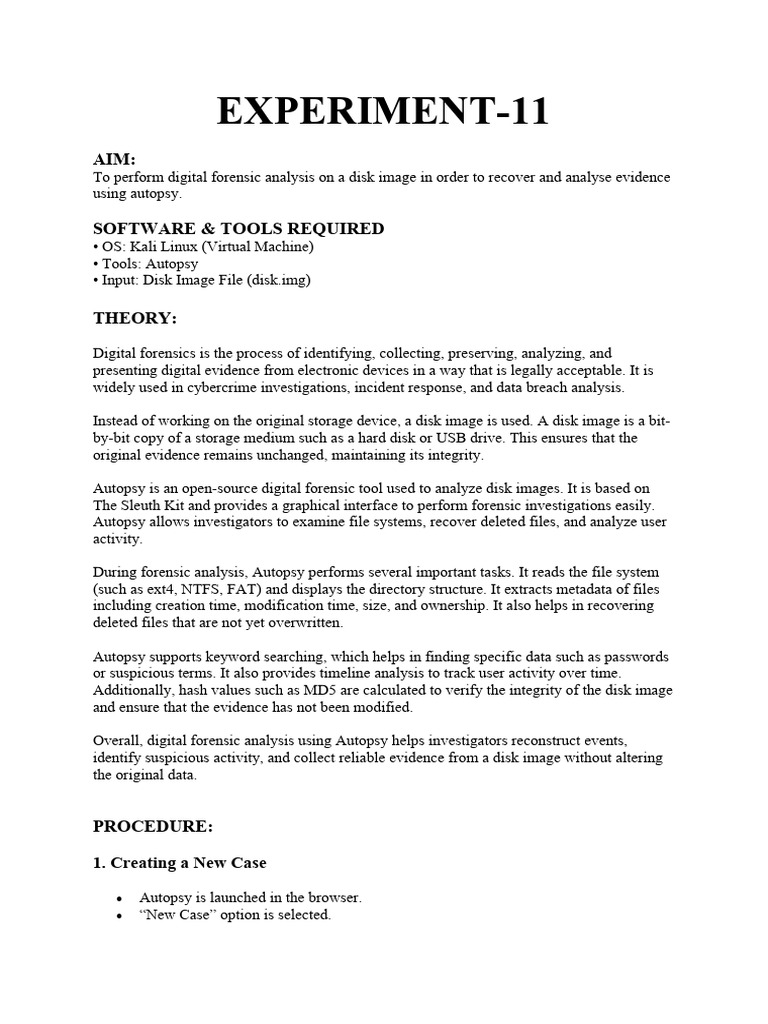 Cs Experiment 11 PDF | PDF | Digital Forensics | File System