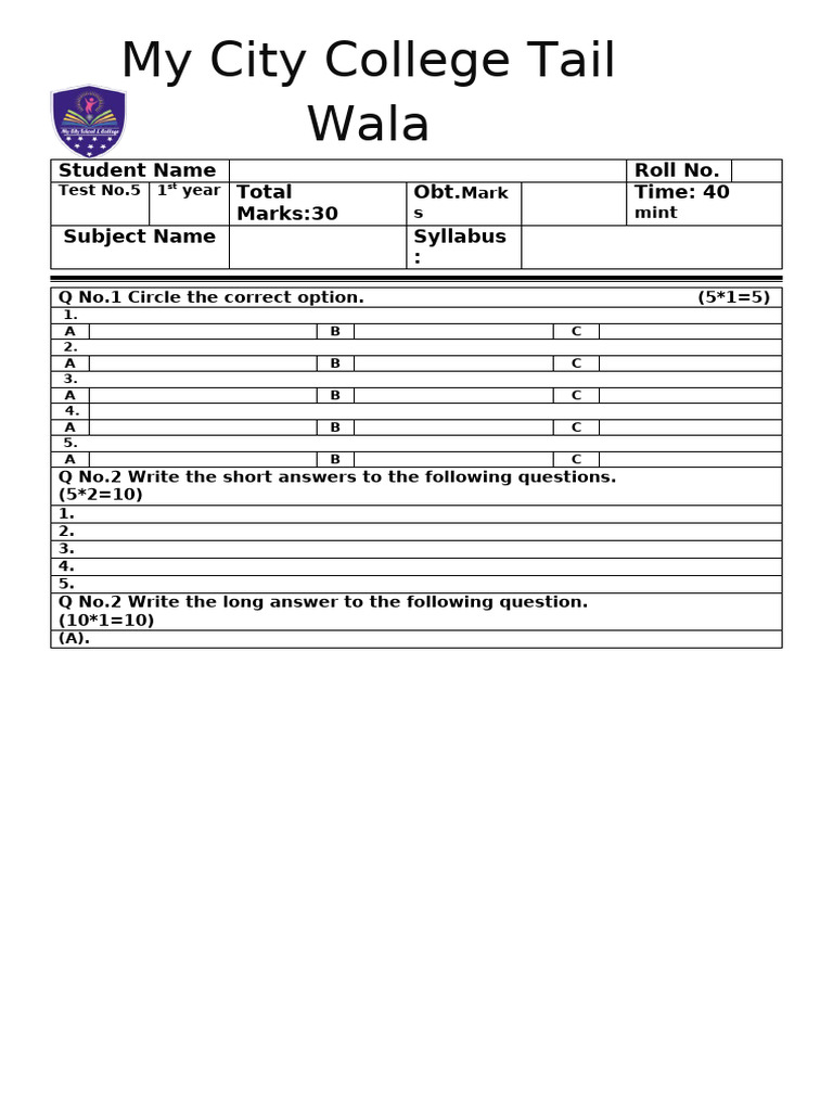 Test Format(Sample) | PDF