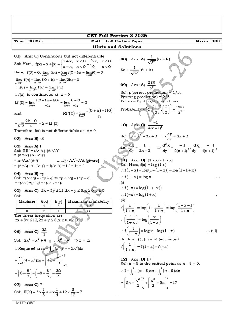 210240 CET Full Portion 3 Sol | PDF | Geometry | Euclidean Geometry