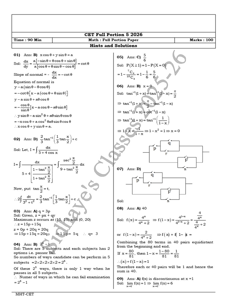 210243 CET Full Portion 5 Sol | PDF | Geometry | Mathematical Analysis