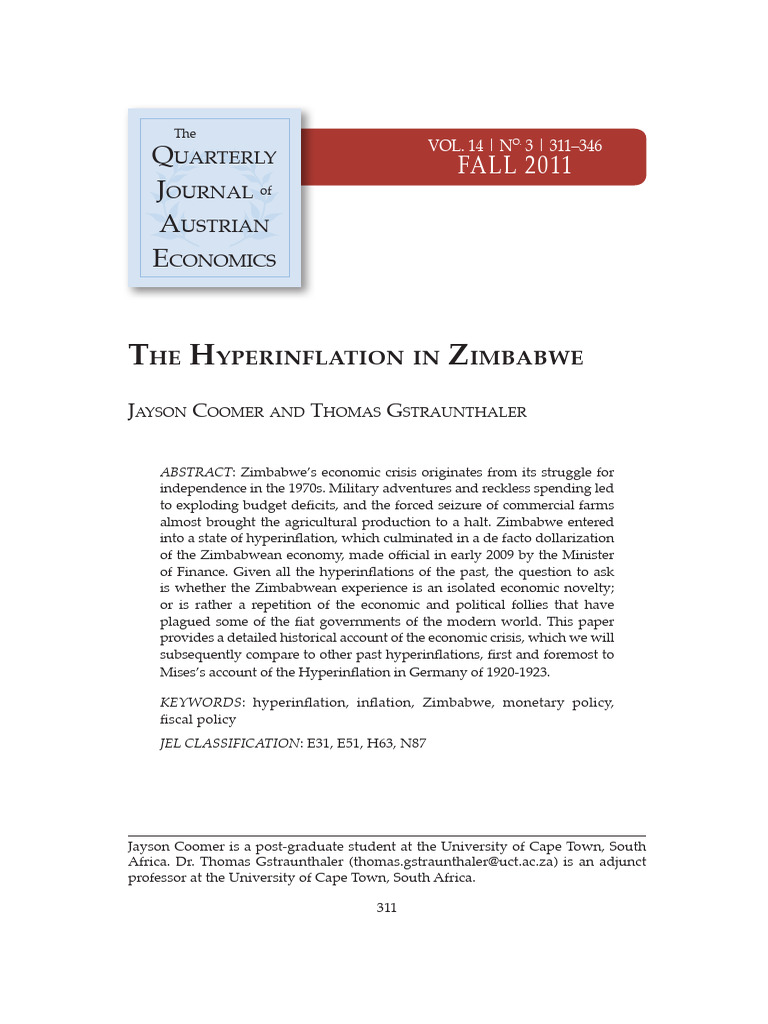 The Hyperinflation of Zimbabwe | PDF | Cost Of Living | Inflation
