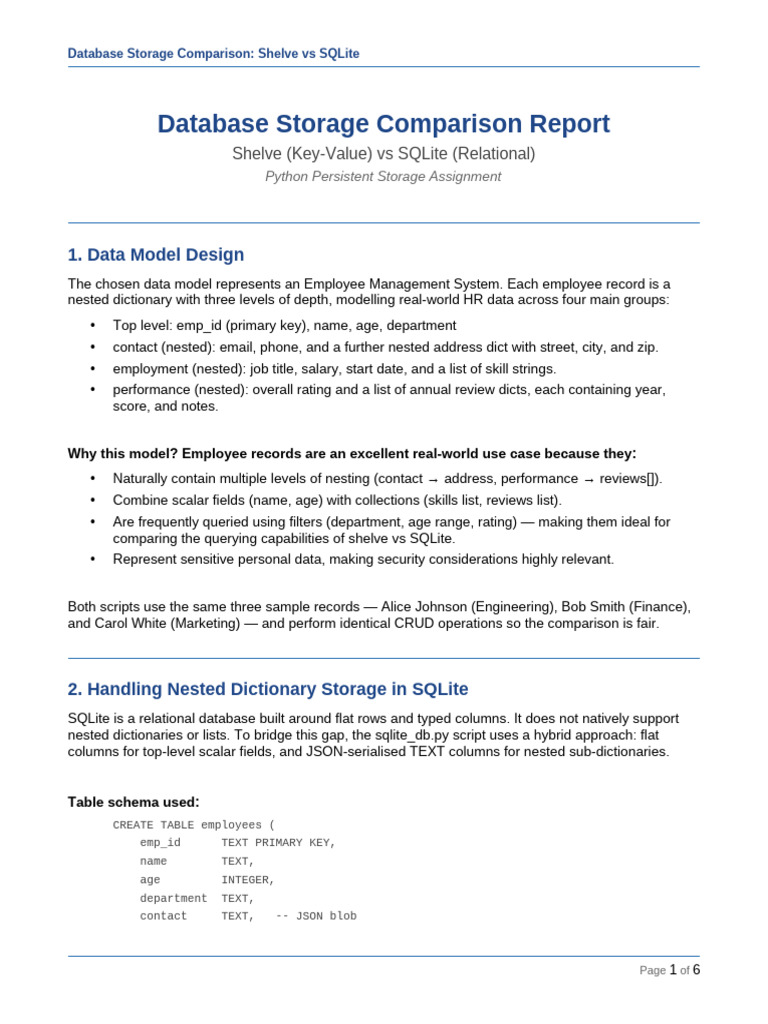 Database Storage Comparison Report | PDF | Databases | Information Science