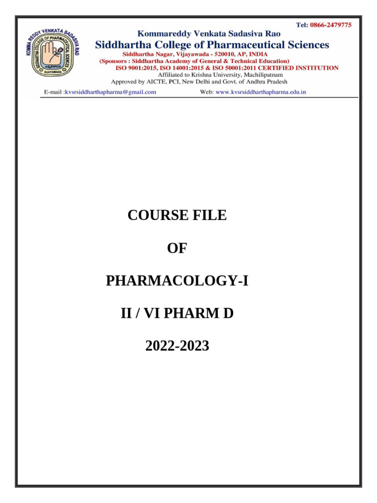 Course File Front Pages | PDF