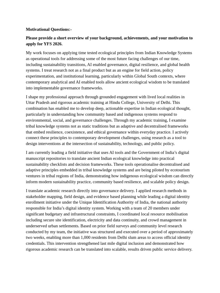 Motivational Questions | PDF | Governance | Sustainability
